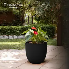 TRAMONTINA - Maceta Laos En Polietileno Granito Estelar 28 Cm