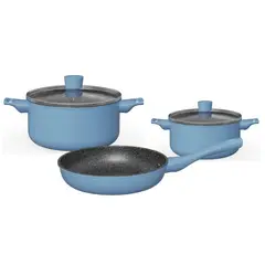 KW - Batería de Cocina 5 piezas Bristol Aluminio Forjado Antiadherente Cerámico Azul Claro