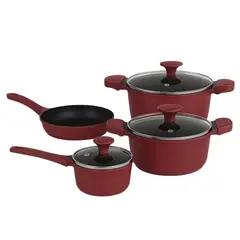 KW - Juego de ollas Batería de Cocina Berries 7 Piezas Aluminio Fundido