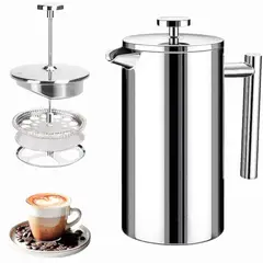 GENERICO - Cafetera Prensa Francesa En Acero Inoxidable 1 Litro