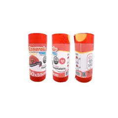 GENERICO - Bolsa para Basura con Cordón 50x55cm x 20 Unidades Roja Marcada