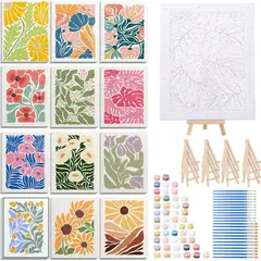 undefined - Juego De Pintura Por Números Para Adultos Con 12 Diseños De Flores Y Marco De Madera