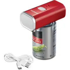 PROCTOR SILEX - Abrelatas Eléctrico Recargable Rojo Compacto De Corte Suave