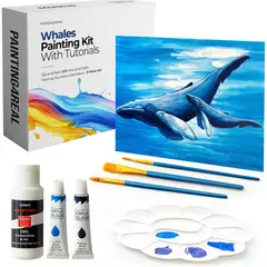 undefined - Kit De Pintura Acrílica Con Tutorial En Video Para Aprender A Pintar Ballenas