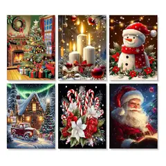 undefined - Paquete De 4 Kits De Pintura Por Número Hkejoi Con Lienzos Enmarcados