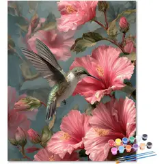 undefined - Kit De Pintura Por Números Colibrí Para Adultos Sobre Lienzo Acrílico