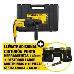 STANLEY - Combo Rotomartillo SDS Plus 26mm + Cinturón Porta Herramientas + Destornillador Ratchet 10 Puntas