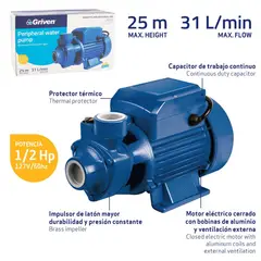 GRIVEN - Bomba Periférica de Agua 1/2 HP
