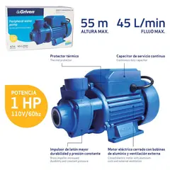 GRIVEN - Bomba Periférica de Agua 1HP