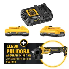 DEWALT - Combo Pulidora Angular Inalambrica 4 1/2Pulg Xr + 2 Baterías + Cargador