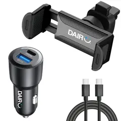 DAIRU - Cargador Celular Carro Pd Qc3.0 + Soporte + Cable Tipo C