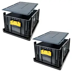 ENERGY PLUS - Set X2 Estantería Plástica Modular Canastilla Cerrada + Tapa