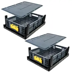 ENERGY PLUS - Set X2 Estantería Plástica Modular Con Estantes y Tapas