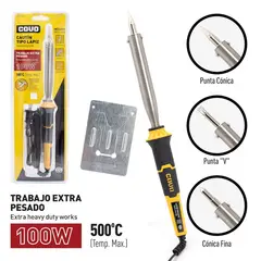 COVO - Cautín Tipo Lápiz 100W Trabajo Extra Pesado 3 Puntas Blíster