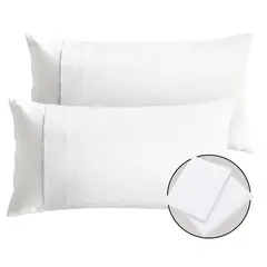 ENERGY PLUS - Set X2 Fundas De Almohadas 180 Hilos Blancas Algodón 90X50