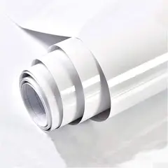 undefined - Papel Vinílico Autoadhesivo Blanco Con Brillo Para Decoración De Muebles