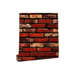 undefined - Papel Adhesivo MelunMer Ladrillo Rojo Impermeable Para Paredes y Decoración