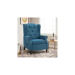 undefined - Sillón Reclinable de Masaje con Calefacción Tapizado en Mezcla de Poliéster Azul