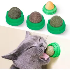 undefined - Pelotas De Hierba Gatera Para Gatos Con Adhesivo Giratorio Y Limpieza Dental