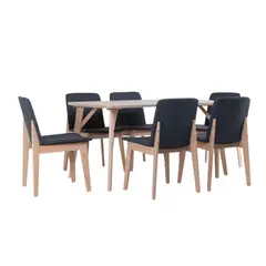 MUEBLES FIOTTI - Juego de Comedor 6 puestos Gris Cedro Esther 90x150x75 cm