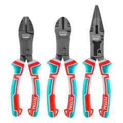 TOTAL TOOLS - Juego de Alicates 3 Piezas 2 de 8" (200mm) y 8.5" (215mm) Cr-v Mango Tpr Tht2ck231s
