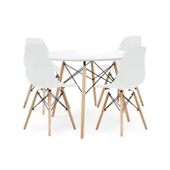 BONNO - Juego de Comedor Milan Blanco 4 Puestos