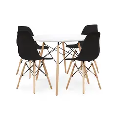BONNO - Juego de Comedor Milan Negro 4 Puestos