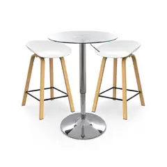 BONNO - Juego de Barra Manhattan Blanco 2 Puestos