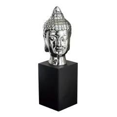 MARRES - Escultura Cabeza Buda Zen 25.3 Cm Plata