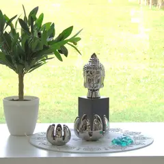 MARRES - Escultura Cabeza Buda Zen 25.3 cm Plata