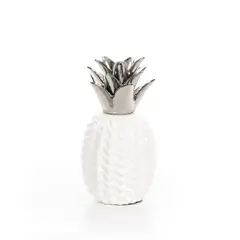 MARRES - Fruta Piña 24 cm Blanco Plata