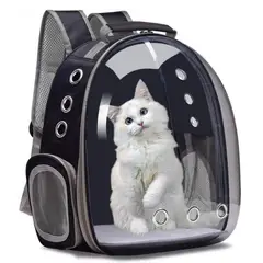 52 BITS - Mochila Transportadora Mascotas Cápsula Burbuja Perro Gato Negro