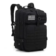 52 BITS - Mochila Militar Táctica Morral de Viaje 50 Litros Color Negro
