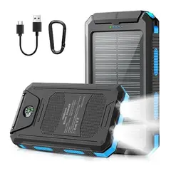 GENERICO - Power Bank Solar 20.000mah Cargador Portátil Luz USB Brújula