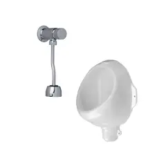 INKORPORAR - Kit Orinal Quant Entrada Superior +Grifería Orinal Push Institucional Baños Comerciales Cromada Consumo 1.5 l/ciclo