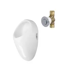 INKORPORAR - Kit Orinal Lid Entrada Posterior +Válvula Orinal Antivandalica Push Pressmatic Empotrada Institucional Baños Comerciales Cromada. No Incluye Lit Conexión Interna Consumo 0.5 l/ciclo