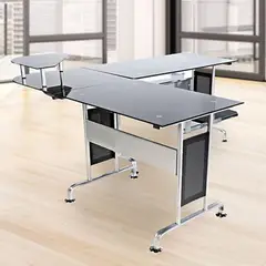 undefined - Escritorio Negro Vidrio 145x170.5x88cm