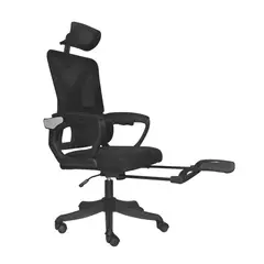 BONNO - Silla Escritorio con Cabecero y Reposapiés Evox Negro