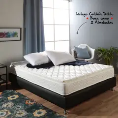HIGH CLASS - Colchón Basic Pillow Doble 140x190cm + Basecama + Almohadas