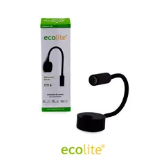 ECOLITE - Aplique Led de Lectura 3w Luz Calida Negro Blanco Lampara