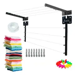 52 BITS - Tendedero Plegable Retractil para Ropa Reforzado Metal 4 Lineas 15 Metros