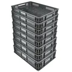 ENERGY PLUS - Set X8 Canastillas Plásticas Industrial 60x40x13cm Perforada