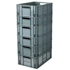 ENERGY PLUS - Set X6 Canastilla Plástica Tapada 60x40x25cm Apilable Industrial