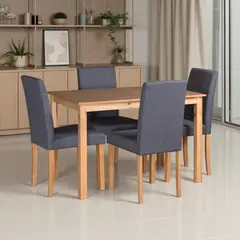 ELITE LIVING - Comedor 4 puestos Daytona Natural Tela Gris Oscuro