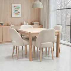 ELITE LIVING - Comedor 4 puestos Manhattan Natural Natural Tela Camel