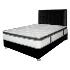 PLUMA HOME - Cama Hawai + Colchon Semiortopedico + Cabecero Doble
