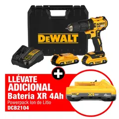DEWALT - Taladro Percutor 1/2 Pulgada 20V Brushless 2 Baterías 2Ah + 1 Batería 4Ah