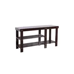 undefined - Zapatero con Taburete de Bambú de 90 cm con Compartimento para Botas Café