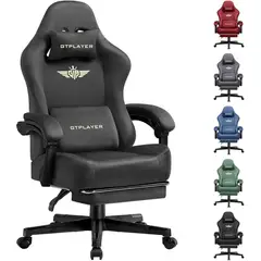 undefined - Silla Gamer De Tela Con Resorte Reposapiés Respaldo Alto 150 Kg Gris Oscuro GTPlayer