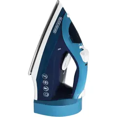 BLACK+DECKER - Plancha de Vapor con Cable Retráctil y Suela de Acero Inoxidable Azul